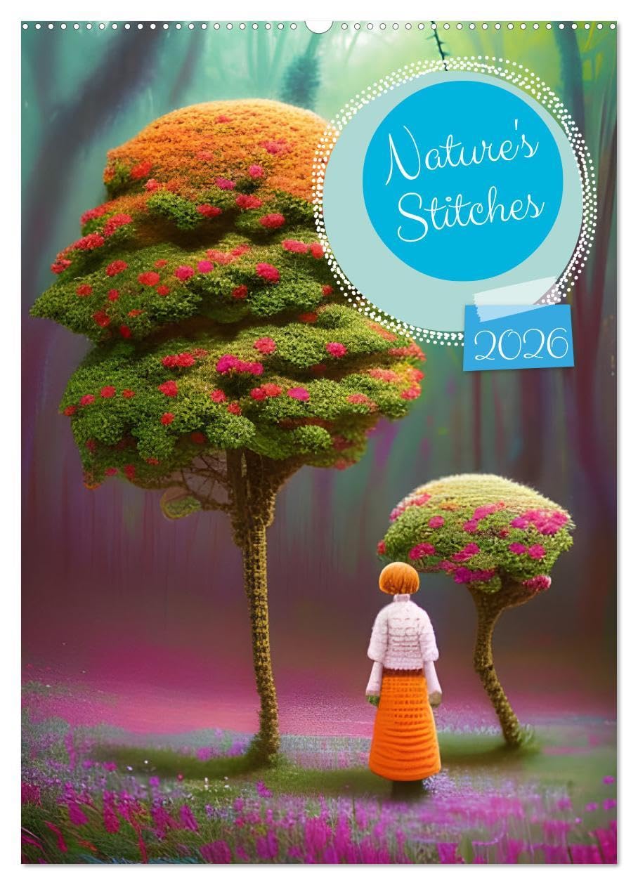 Nature's Stitches (Wall Calendar 2026 DIN A2 portrait), CALVENDO 12 Month Wall Calendar: Botanical Crochet Digital AI Art Leisure, Home & Garden