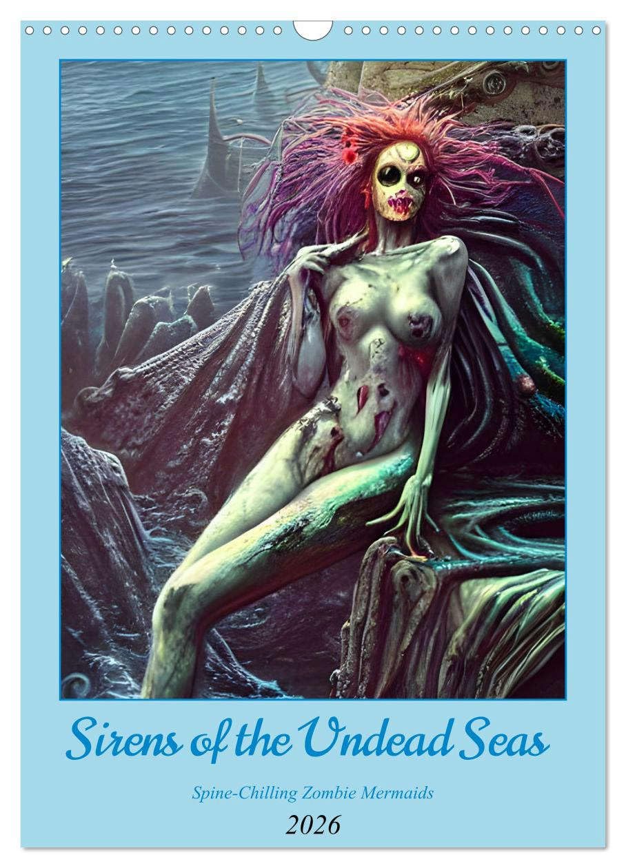 Sirens of the Undead Seas (Wall Calendar 2026 DIN A3 portrait), CALVENDO 12 Month Wall Calendar: Spine-Chilling Zombie Mermaids Horror & Mystery