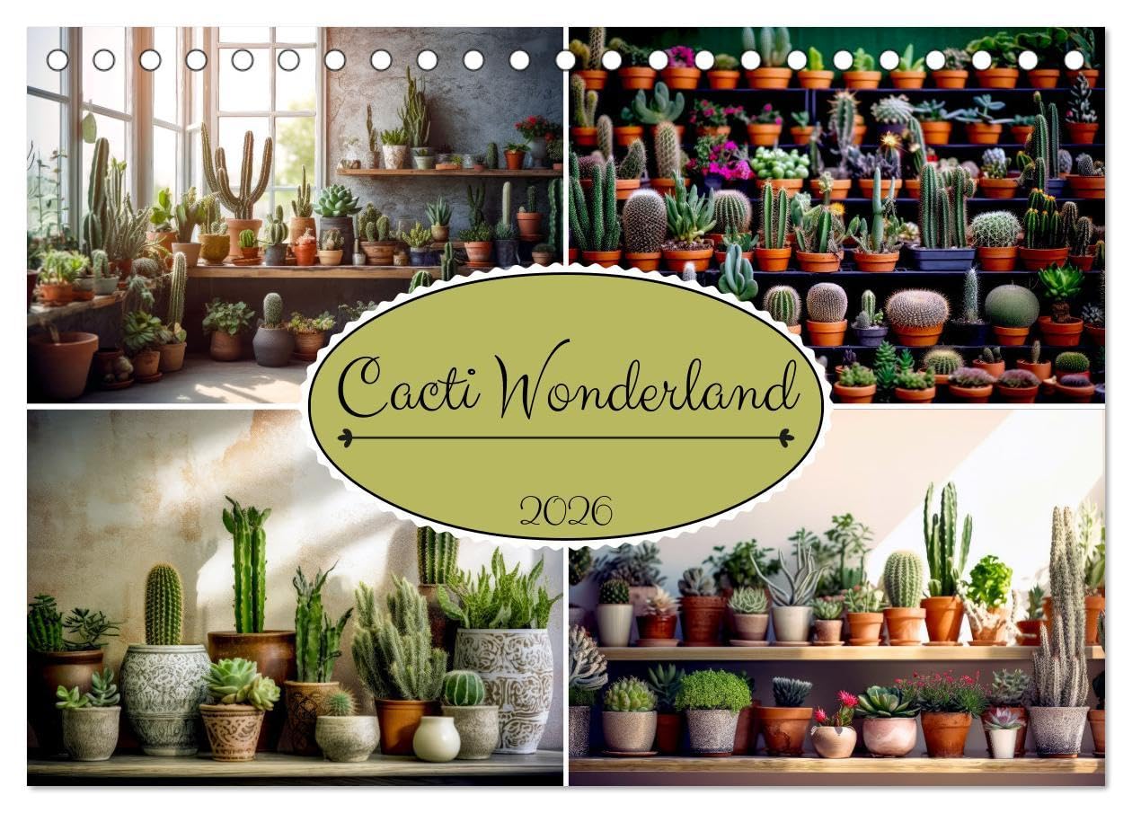 Cacti Wonderland (Desk Calendar 2026 DIN A5 landscape), CALVENDO 12 Month DeskCalendar: Escape to the captivating Cacti Wonderland and explore the ... of succulents and cacti throughout the year. Business & Technology