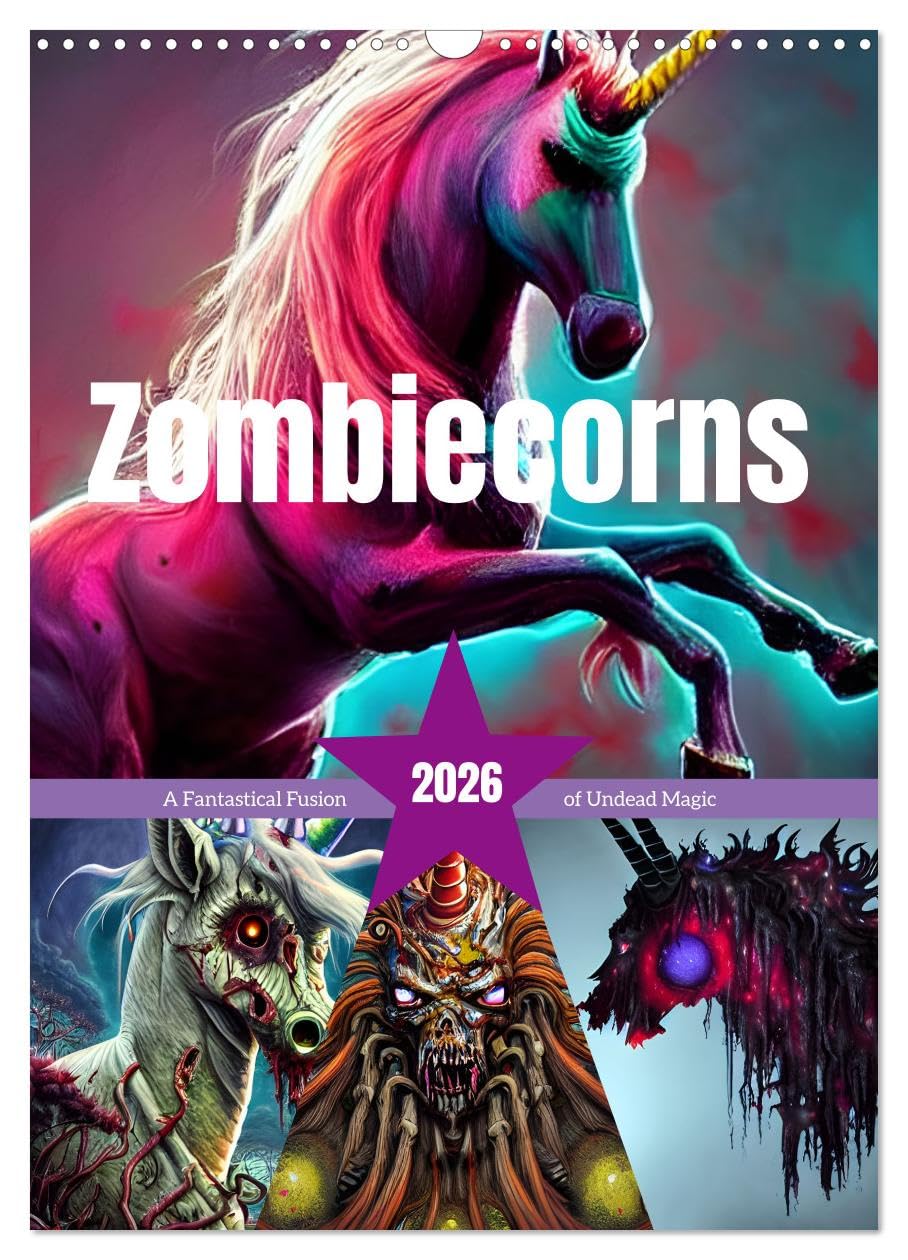 Zombiecorns (Wall Calendar 2026 DIN A3 portrait), CALVENDO 12 Month Wall Calendar: A Fantastical Fusion of Undead Magic Horror & Mystery