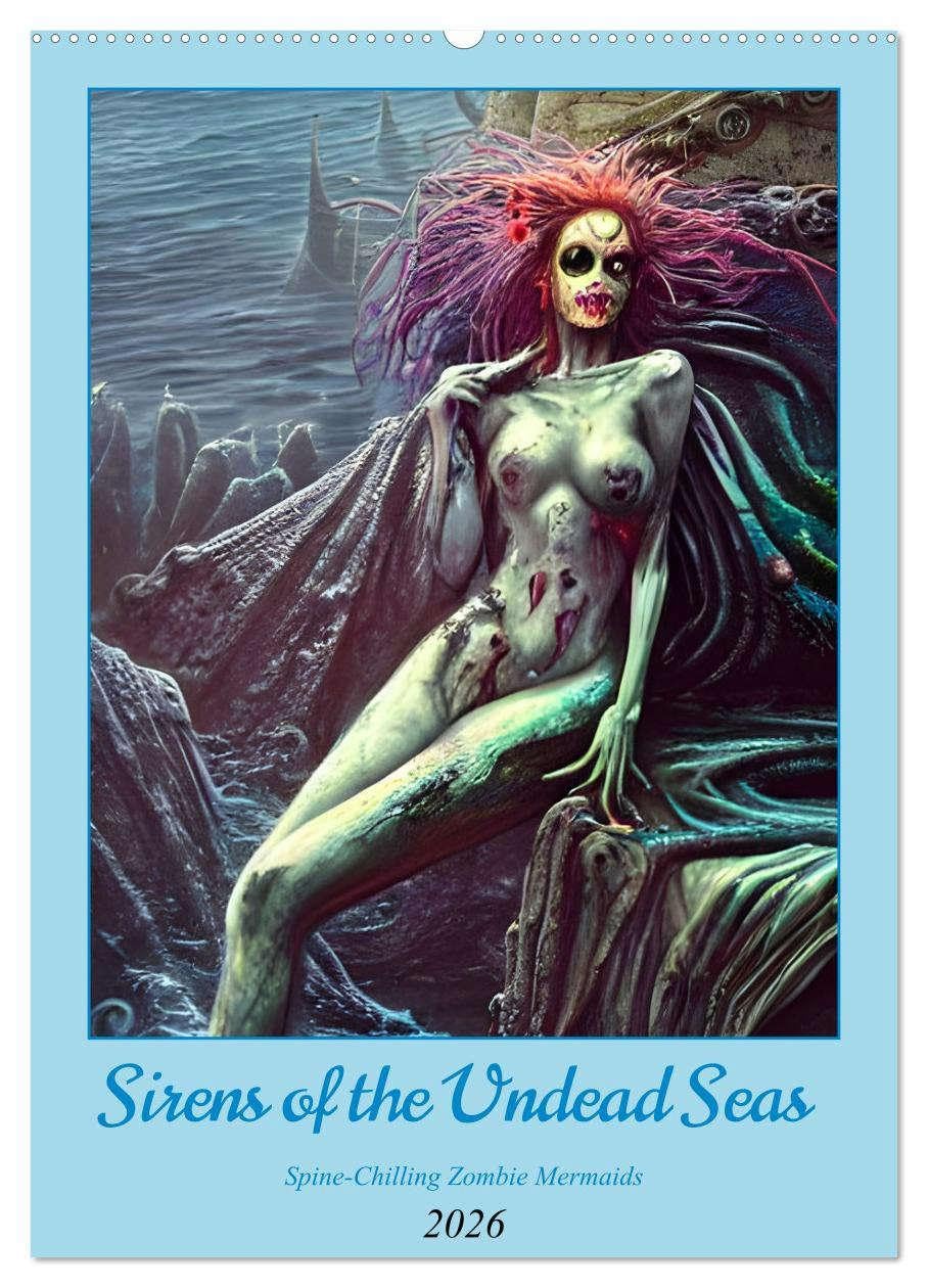 Sirens of the Undead Seas (Wall Calendar 2026 DIN A2 portrait), CALVENDO 12 Month Wall Calendar: Spine-Chilling Zombie Mermaids Horror & Mystery