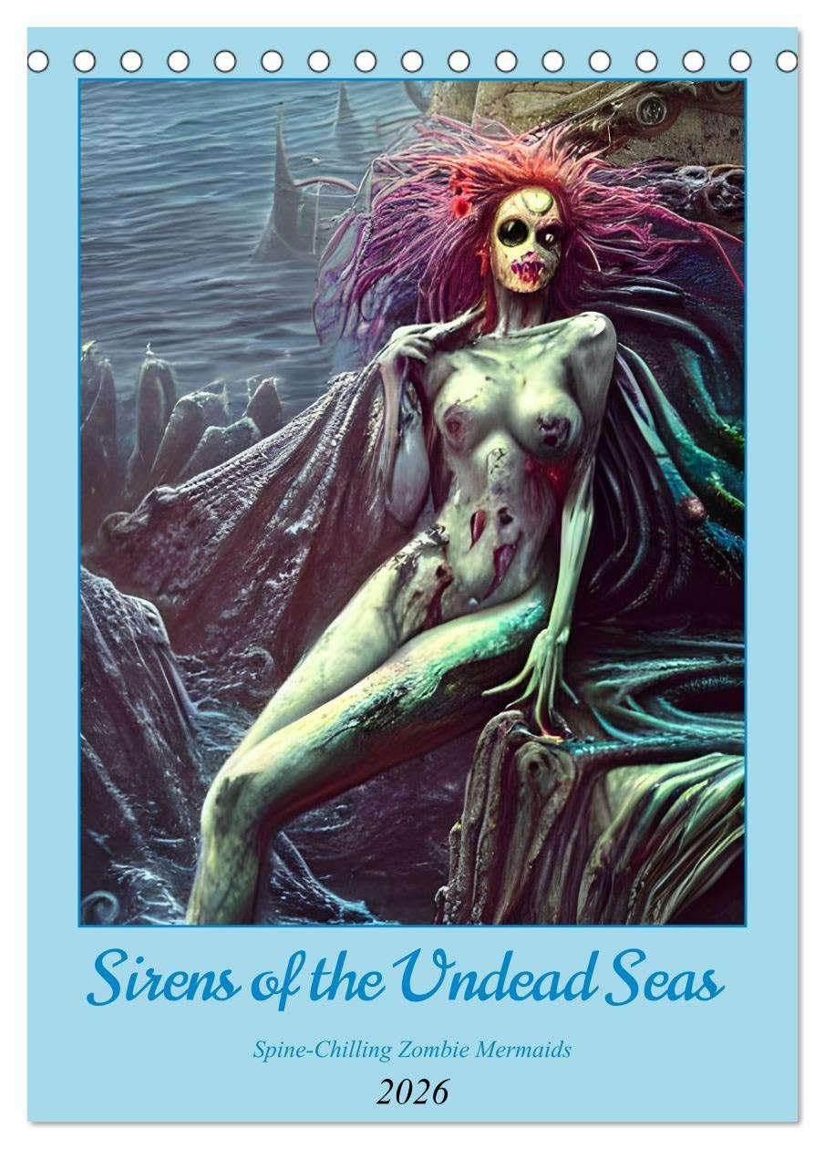 Sirens of the Undead Seas (Desk Calendar 2026 DIN A5 portrait), CALVENDO 12 Month DeskCalendar: Spine-Chilling Zombie Mermaids Horror & Mystery