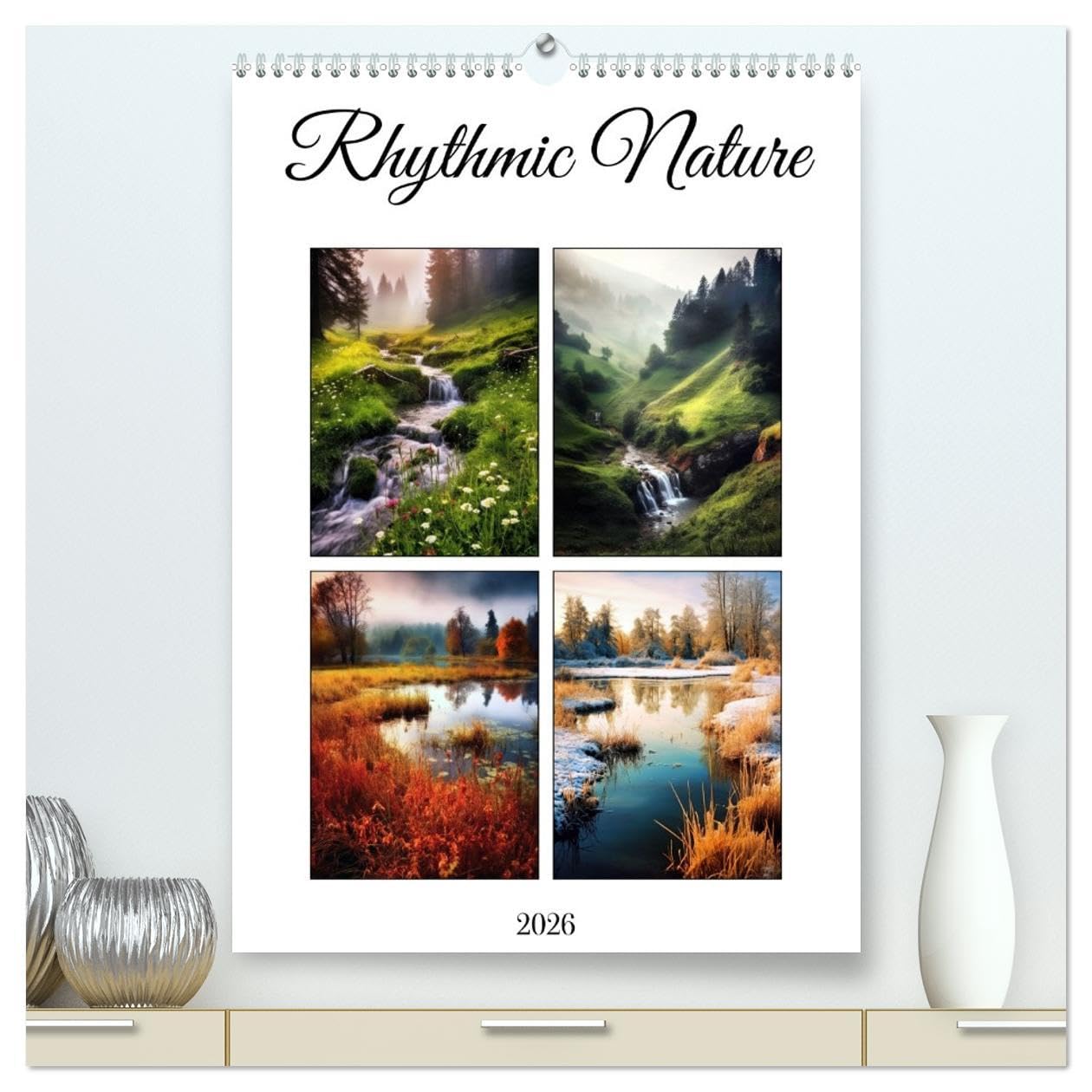 Rhythmic Nature (High Quality Premium Wall Calendar 2026 DIN A2 portrait),CALVENDO 12 Month Wall Calendar: Immerse yourself in the captivating beauty ... of meadows, forests, rivers and mountains. Leisure, Home & Garden