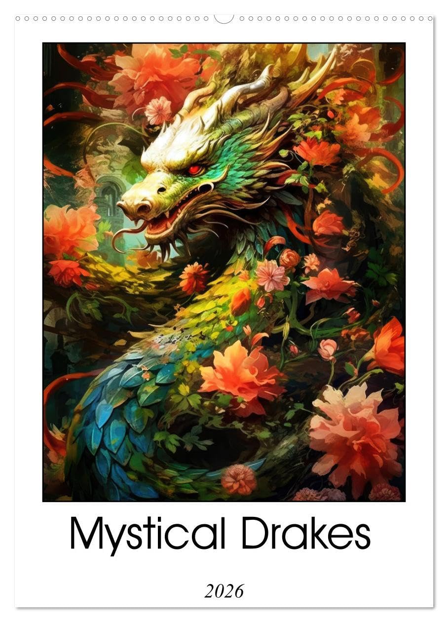 Mystical Drakes (Wall Calendar 2026 DIN A2 portrait), CALVENDO 12 Month Wall Calendar: Discover the enchanting world of dragons surrounded by lush ... journey through imagination and art. Hobbies & Crafts
