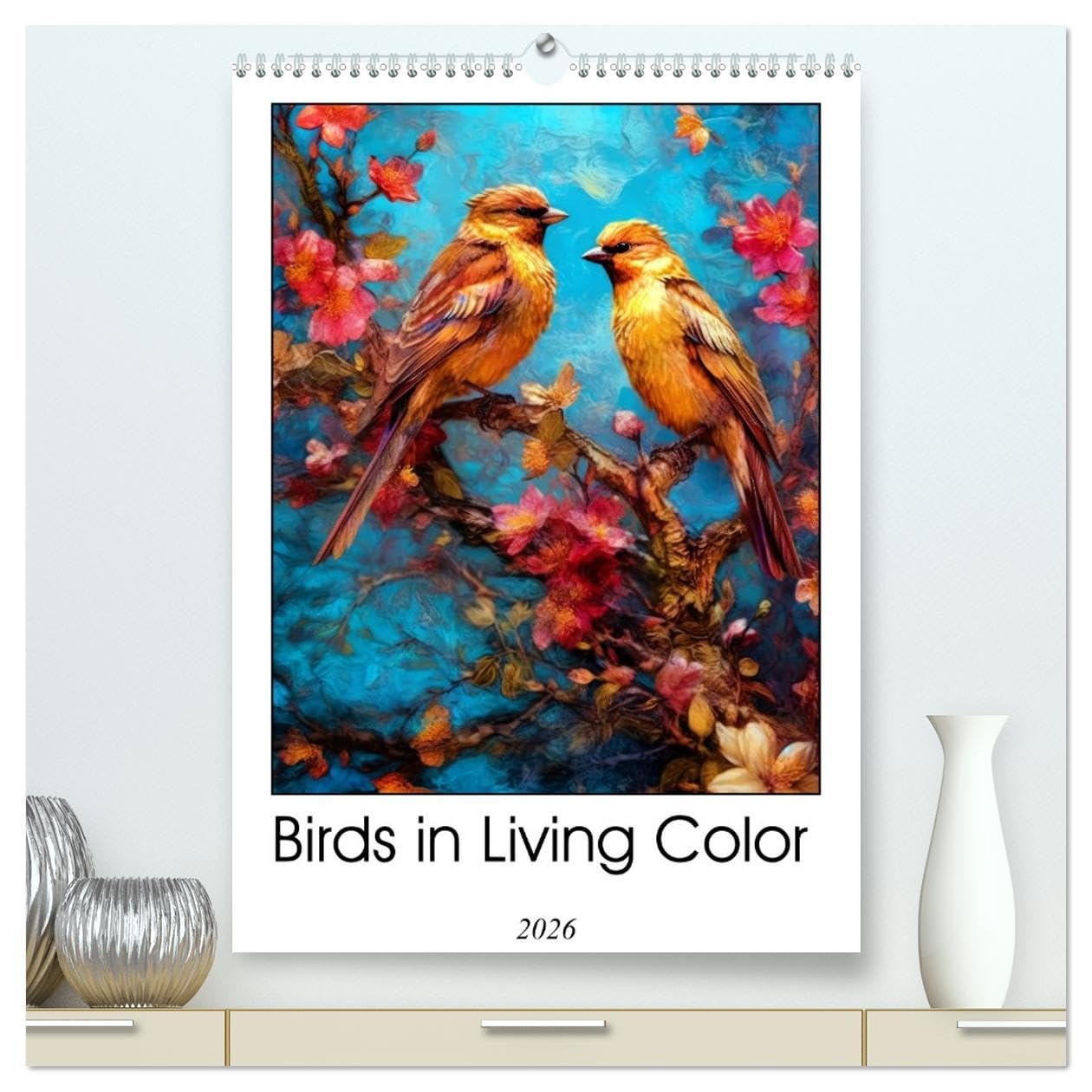 Birds in Living Color (High Quality Premium Wall Calendar 2026 DIN A2 portrait),CALVENDO 12 Month Wall Calendar: Dive into a colorful world of avian ... of birds through digital acrylic paintings. Business & Technology