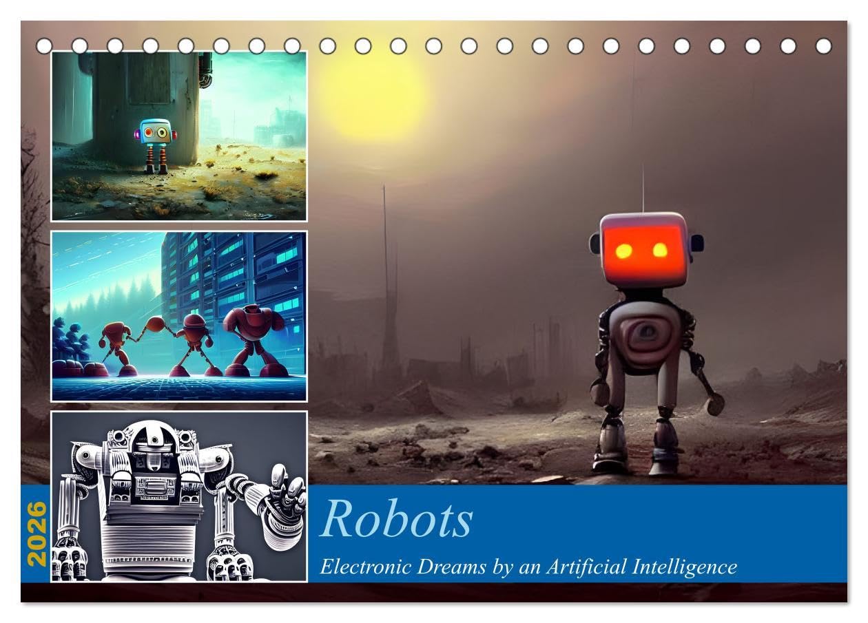 Robots (Desk Calendar 2026 DIN A5 landscape), CALVENDO 12 Month DeskCalendar: Electronic Dreams by an Artificial Intelligence Film, Art & Culture