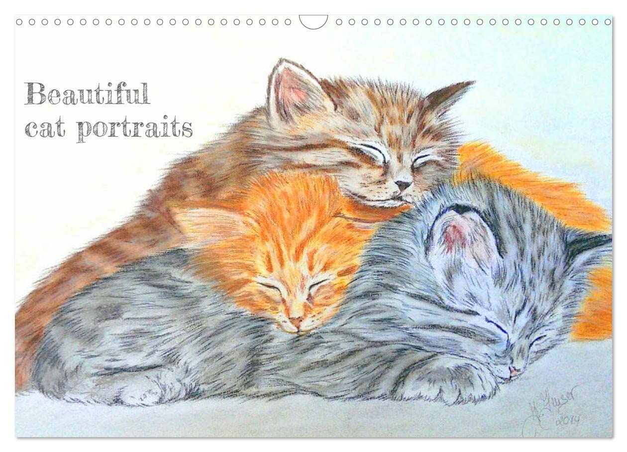 Beautiful cat portraits (Wall Calendar 2026 DIN A3 landscape), CALVENDO 12 Month Wall Calendar: Authentic portrait drawings of cats and kittens Film, Art & Culture