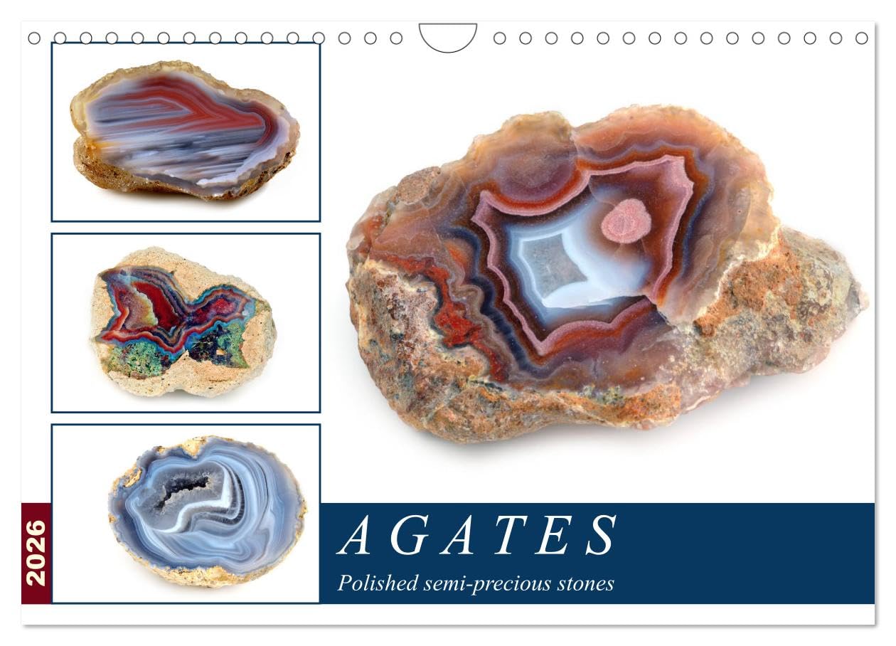 Agates - Polished semi-precious stones (Wall Calendar 2026 DIN A4 landscape), CALVENDO 12 Month Wall Calendar: The diversity of agates Social Sciences