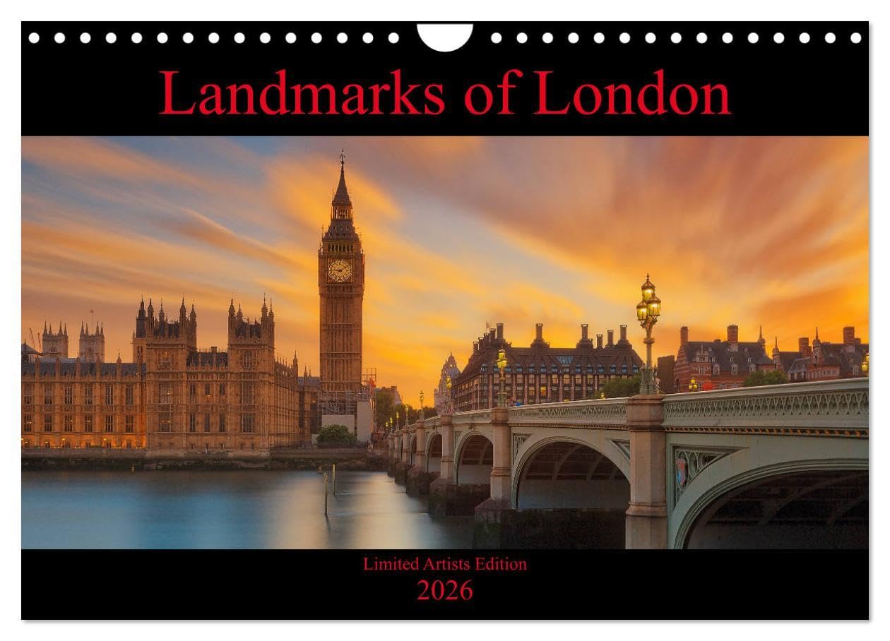 Landmarks of London (Wall Calendar 2026 DIN A4 landscape), CALVENDO 12 Month Wall Calendar: 12 Fine Art images with the best visited tourist spots in London seen by a professional photographer Photography
