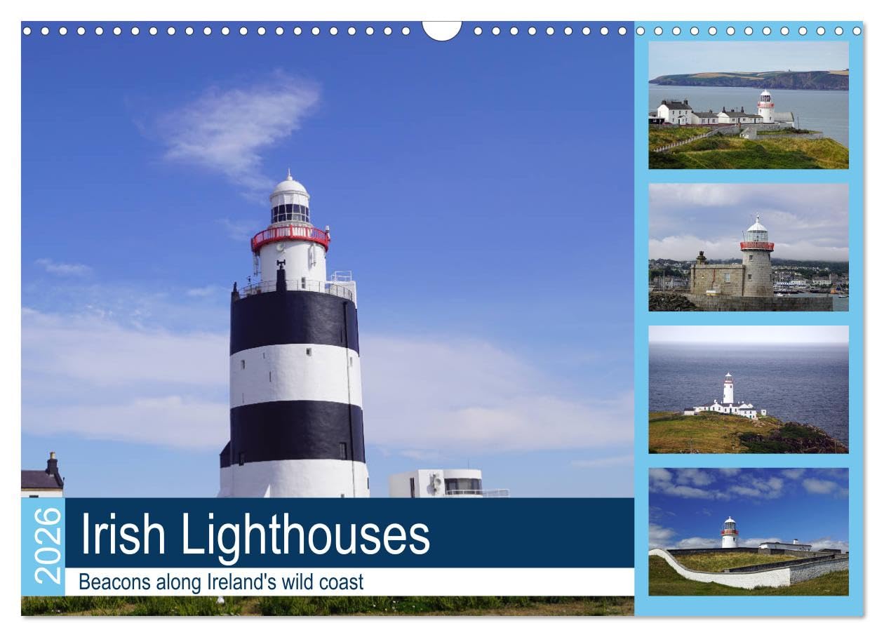 Irish Lighthouses - Beacons along Ireland's wild coast (Wall Calendar 2026 DIN A3 landscape), CALVENDO 12 Month Wall Calendar: Lighthouses around the green island of Ireland Photography
