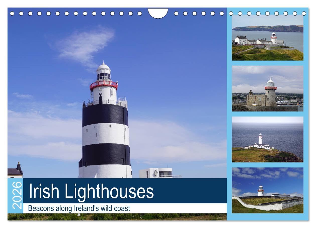 Irish Lighthouses - Beacons along Ireland's wild coast (Wall Calendar 2026 DIN A4 landscape), CALVENDO 12 Month Wall Calendar: Lighthouses around the green island of Ireland Photography