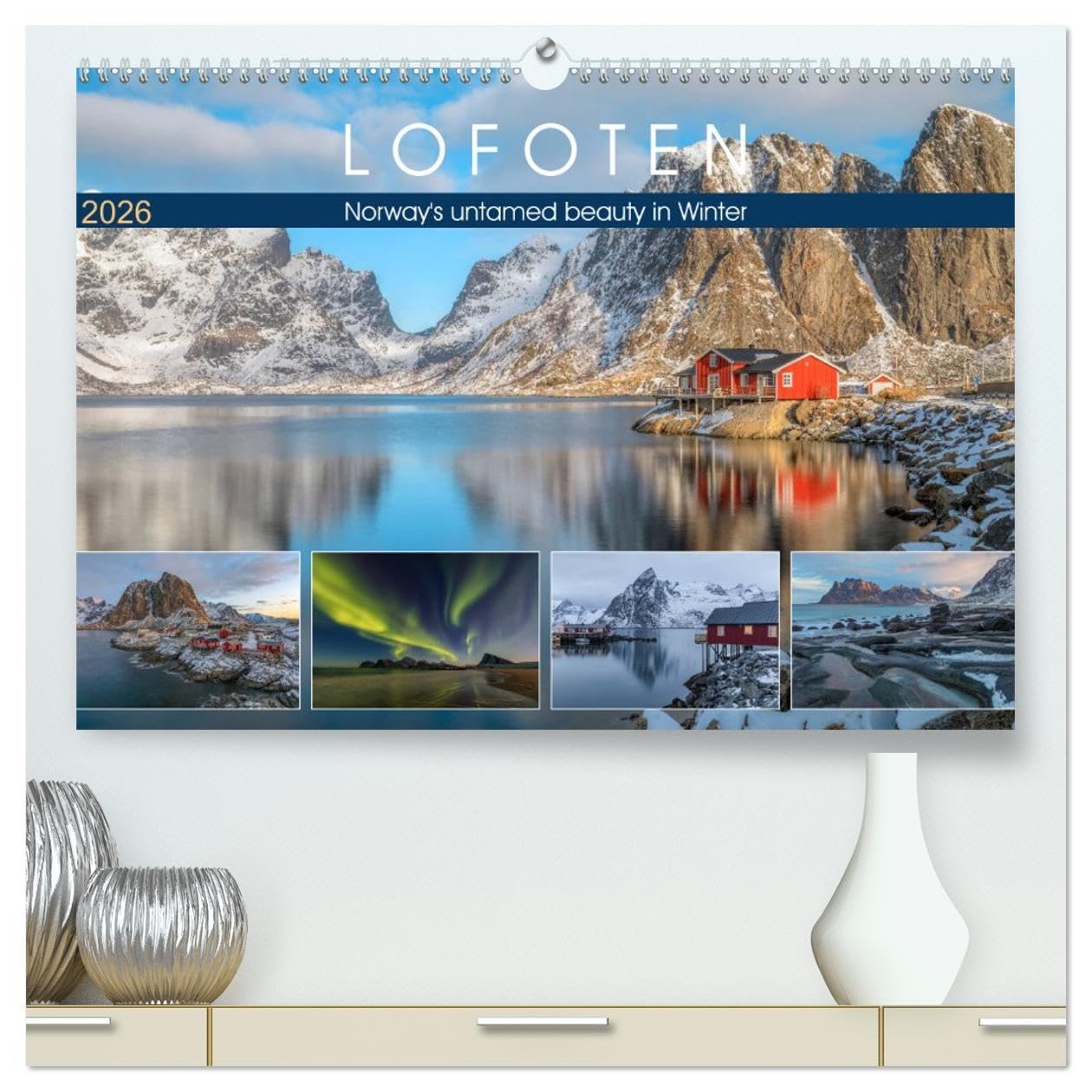 Lofoten, Norway's untamed beauty in Winter (High Quality Premium Wall Calendar 2026 DIN A2 landscape),CALVENDO 12 Month Wall Calendar: Majestic mountains, frozen fjords and red, wooden cabins Leisure, Home & Garden