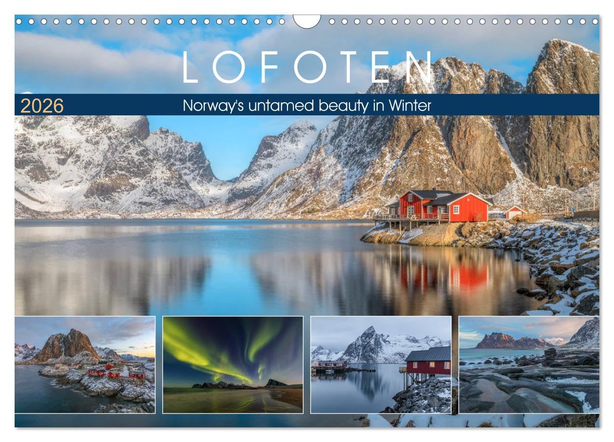 Lofoten, Norway's untamed beauty in Winter (Wall Calendar 2026 DIN A3 landscape), CALVENDO 12 Month Wall Calendar: Majestic mountains, frozen fjords and red, wooden cabins Leisure, Home & Garden
