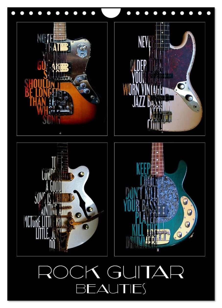 Rock Guitar Beauties (Wall Calendar 2026 DIN A4 portrait), CALVENDO 12 Month Wall Calendar: Guitars with cool sayings Film, Art & Culture