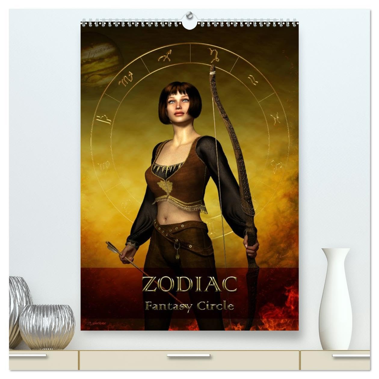 Zodiac Fantasy Circle (High Quality Premium Wall Calendar 2026 DIN A2 portrait),CALVENDO 12 Month Wall Calendar: Beautiful fantasy women symbolizing the zodiac signs Social Sciences