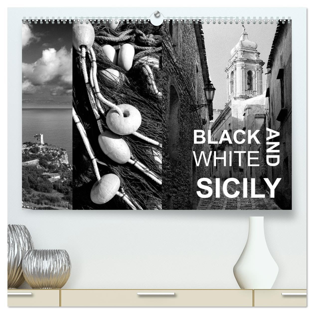 Black and White Sicily (High Quality Premium Wall Calendar 2026 DIN A2 landscape),CALVENDO 12 Month Wall Calendar: Tranquil Sicily in black and white pictures Leisure, Home & Garden