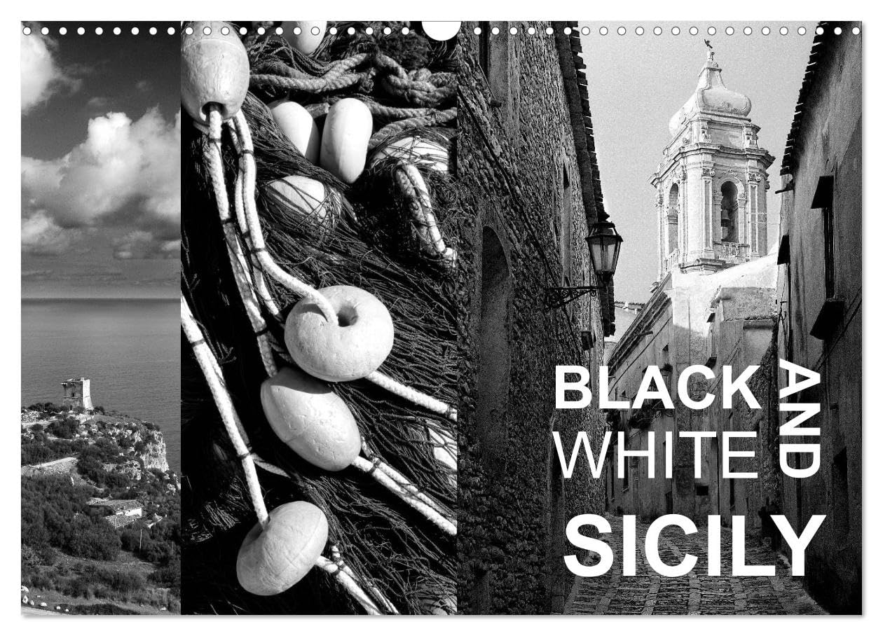 Black and White Sicily (Wall Calendar 2026 DIN A3 landscape), CALVENDO 12 Month Wall Calendar: Tranquil Sicily in black and white pictures Leisure, Home & Garden