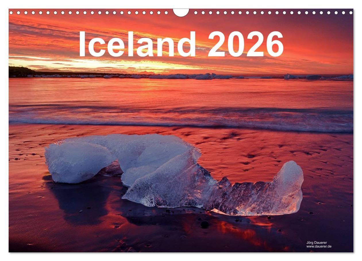 Iceland 2026 (Wall Calendar 2026 DIN A3 landscape), CALVENDO 12 Month Wall Calendar: Landscape, nature, waterfalls, polar light and mountains in Iceland in northern Europe Leisure, Home & Garden