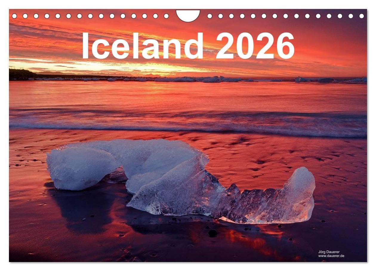 Iceland 2026 (Wall Calendar 2026 DIN A4 landscape), CALVENDO 12 Month Wall Calendar: Landscape, nature, waterfalls, polar light and mountains in Iceland in northern Europe Leisure, Home & Garden