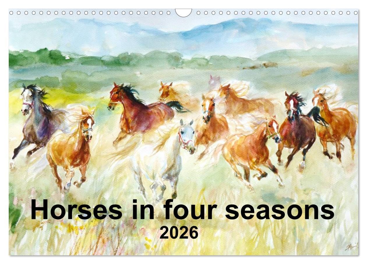 Horses in four seasons 2026 (Wall Calendar 2026 DIN A3 landscape), CALVENDO 12 Month Wall Calendar: Horse paintings in oil and watercolour by Zenon Aniszewski. Natural Sciences