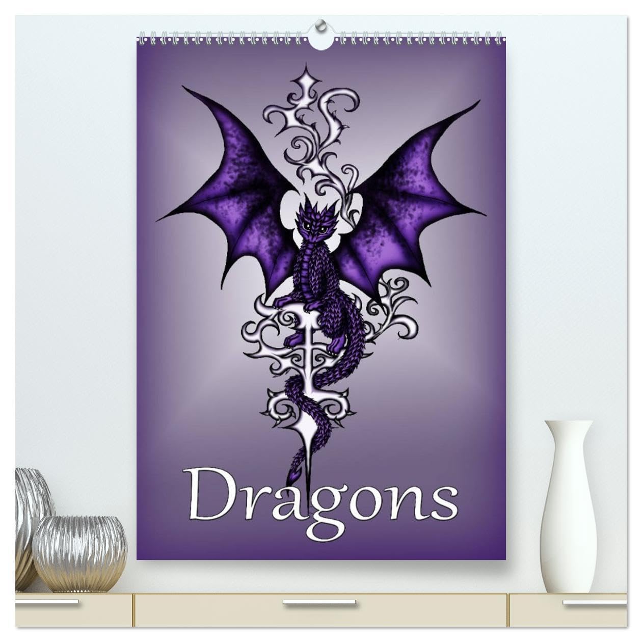 Dragons (High Quality Premium Wall Calendar 2026 DIN A2 portrait),CALVENDO 12 Month Wall Calendar: Fantasy dragons Contemporary literature Books