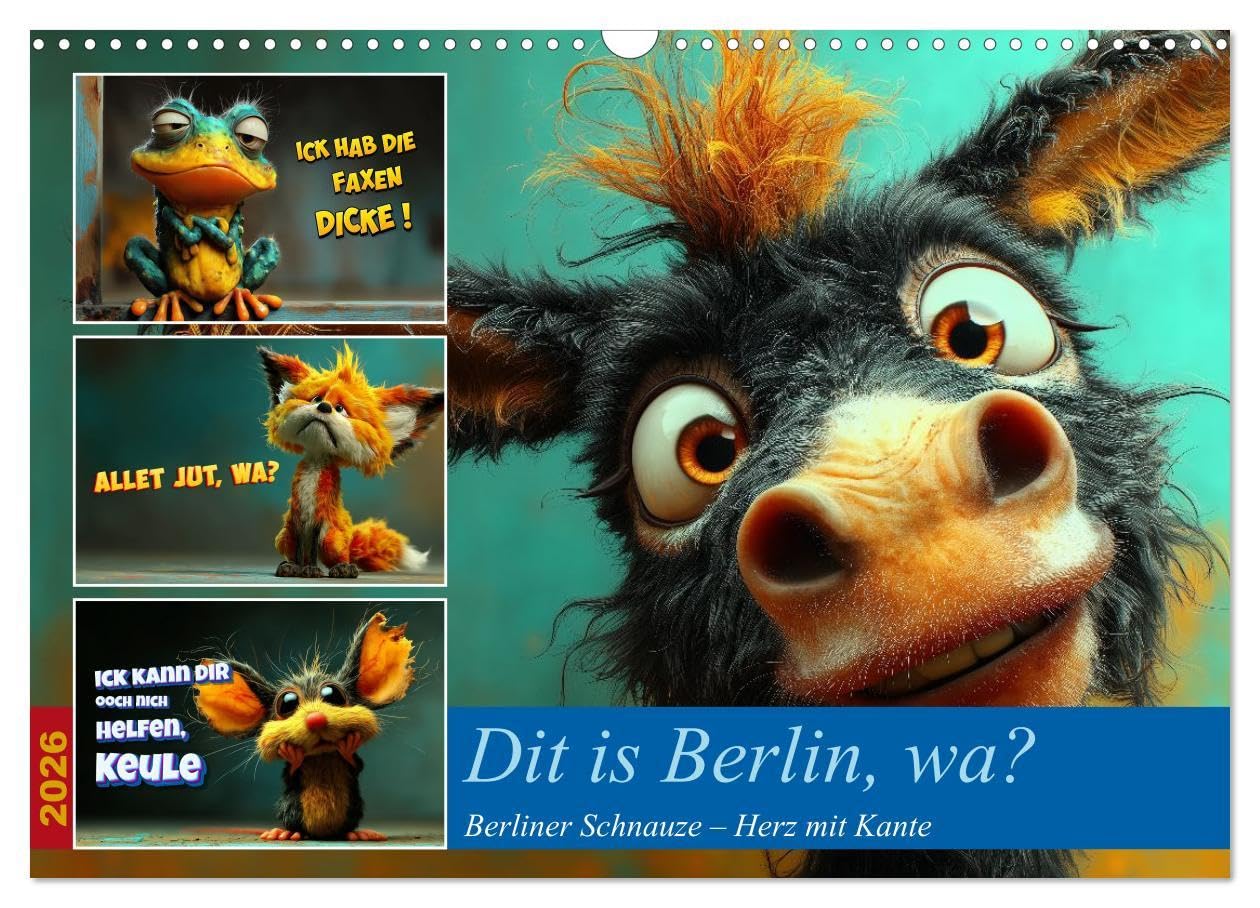 Dit is Berlin, wa? (Wandkalender 2026 DIN A3 quer), CALVENDO Monatskalender: Die Berliner Mundart, oft liebevoll als „Berliner Schnauze“ bezeichnet, ... Dialekt hervorgegangen ist. (CALVENDO Orte) Humour & Satire