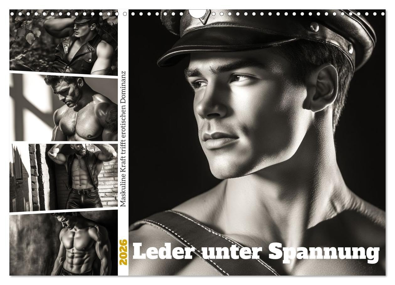 Leder unter Spannung (Wandkalender 2026 DIN A3 quer), CALVENDO Monatskalender: Maskuline Präsenz, muskulöse Körper und das raue Knarzen von Leder – ... kraftvoller Ästhetik. (CALVENDO Menschen) Travel Guides