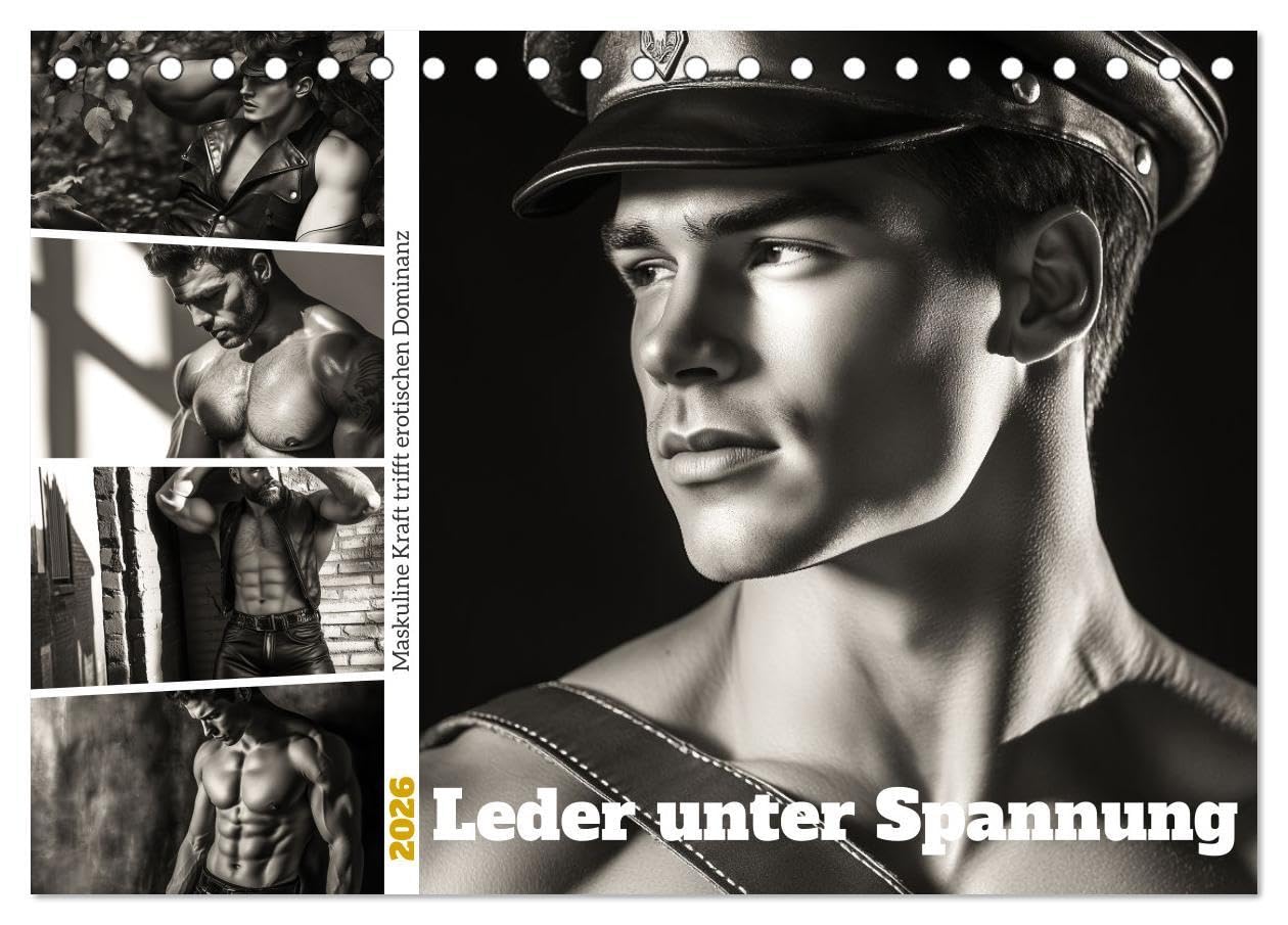 Leder unter Spannung (Tischkalender 2026 DIN A5 quer), CALVENDO Monatskalender: Maskuline Präsenz, muskulöse Körper und das raue Knarzen von Leder – ... kraftvoller Ästhetik. (CALVENDO Menschen) Travel Guides