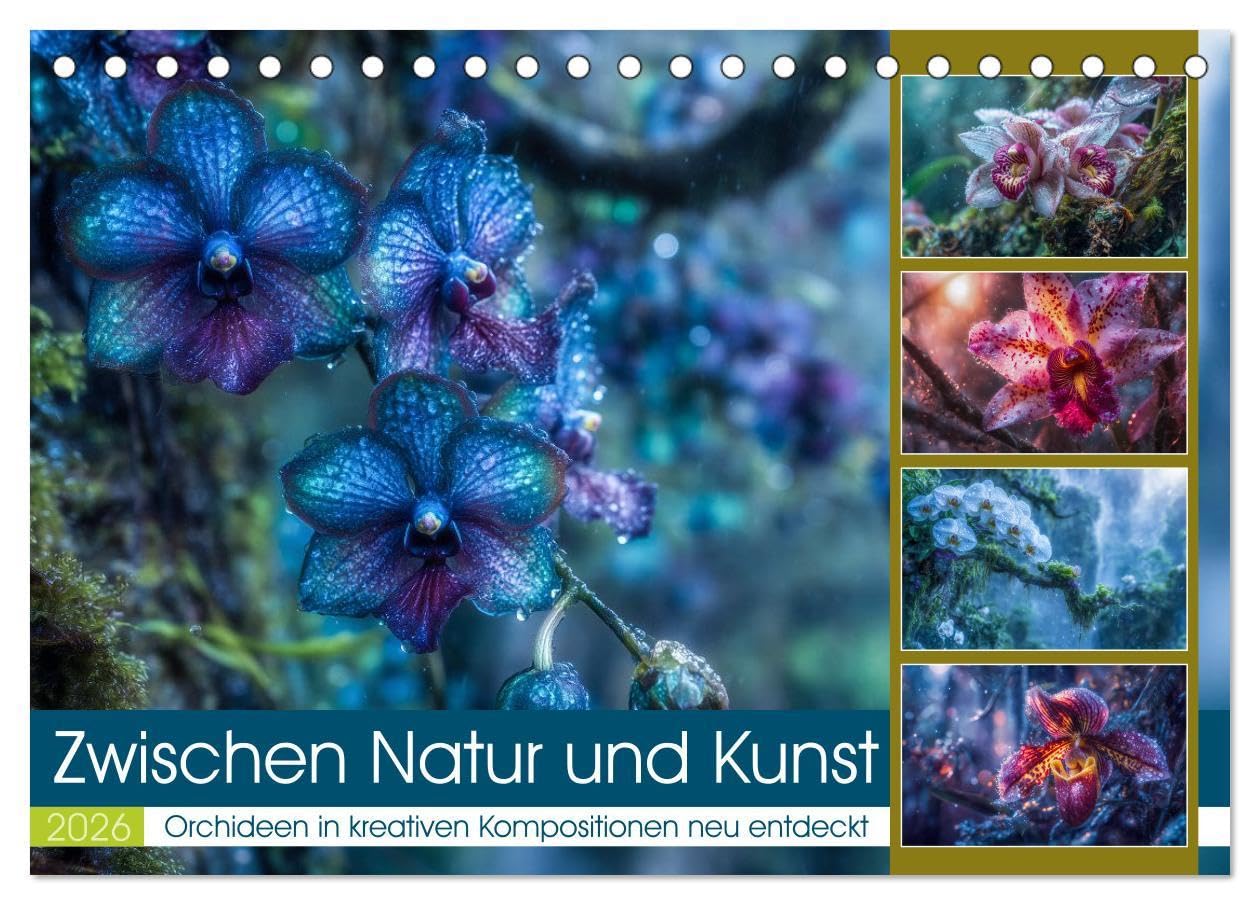 Zwischen Natur und Kunst (Tischkalender 2026 DIN A5 quer), CALVENDO Monatskalender: Orchideen – Sinnbild für Eleganz, Exotik und Vergänglichkeit – ... neu interpretiert. (CALVENDO Natur) Garden & Plants