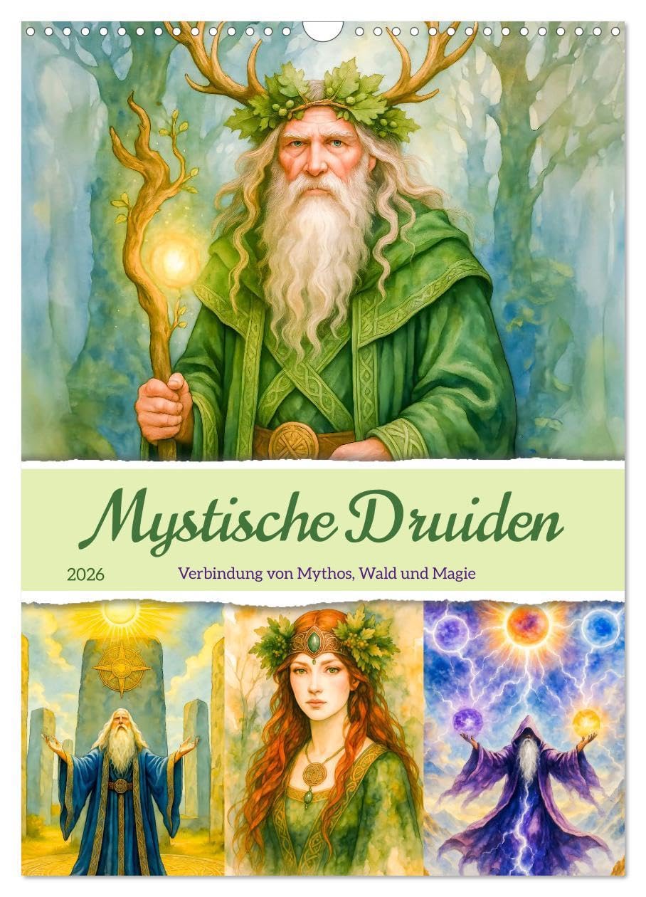 Mystische Druiden - Verbindung von Mythos, Natur und Magie (Wandkalender 2026 DIN A3 hoch), CALVENDO Monatskalender: Kalender mit Druidenbildern im KI-Aquarellstil (CALVENDO Glaube) Social Sciences