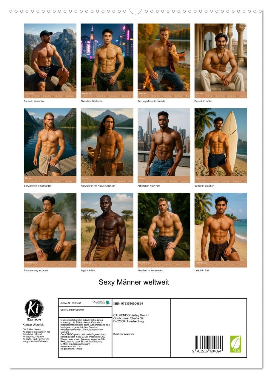 Sexy Männer weltweit (hochwertiger Premium Wandkalender 2026 DIN A2 hoch), Kunstdruck in Hochglanz: Ein echter Hingucker für alle, die internationale ... Bildkunst schätzen (CALVENDO Erotik) Calendars