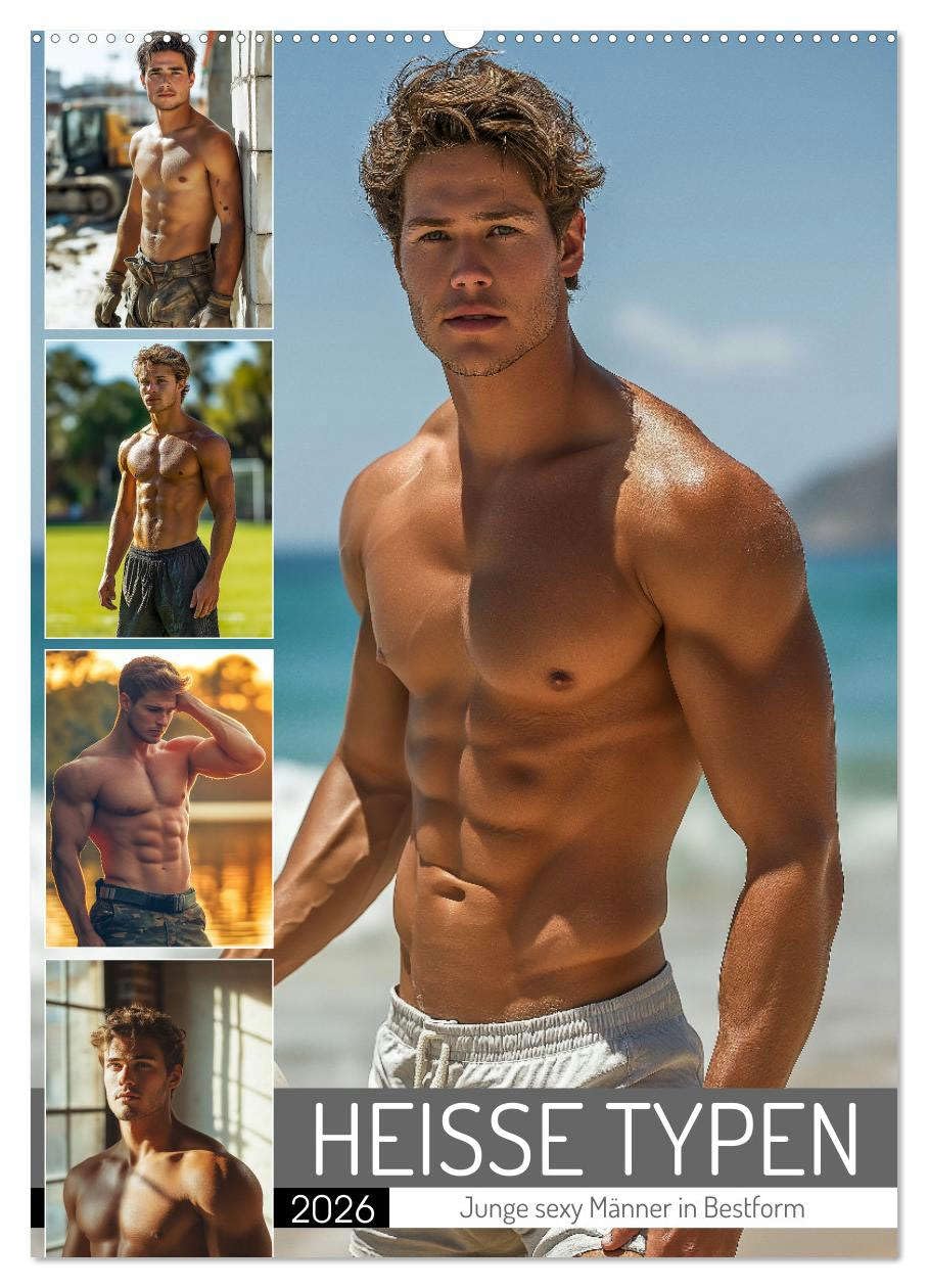 HEISSE TYPEN - Junge sexy Männer in Bestform (Wandkalender 2026 DIN A2 hoch), CALVENDO Monatskalender: Erotischer Männerkalender: Nackt, muskulös und ... in sinnlichen Momenten (CALVENDO Erotik) Social Sciences