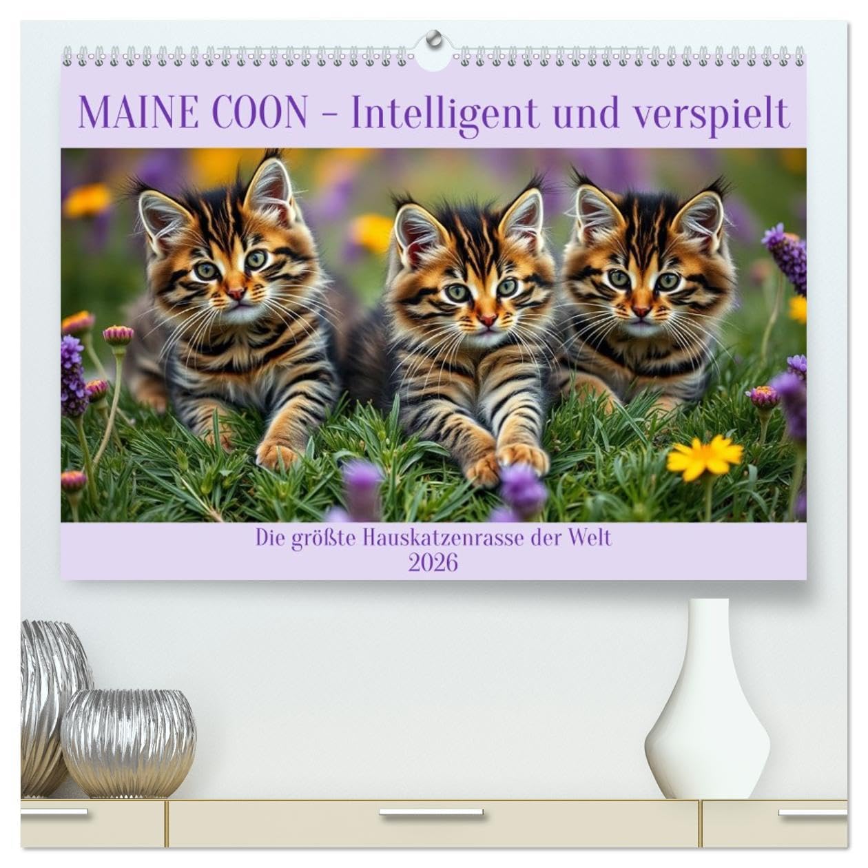 Maine Coon - Intelligent und verspielt (hochwertiger Premium Wandkalender 2026 DIN A2 quer), Kunstdruck in Hochglanz: Die größte Hauskatzenrasse der Welt (CALVENDO Tiere) Natural Sciences