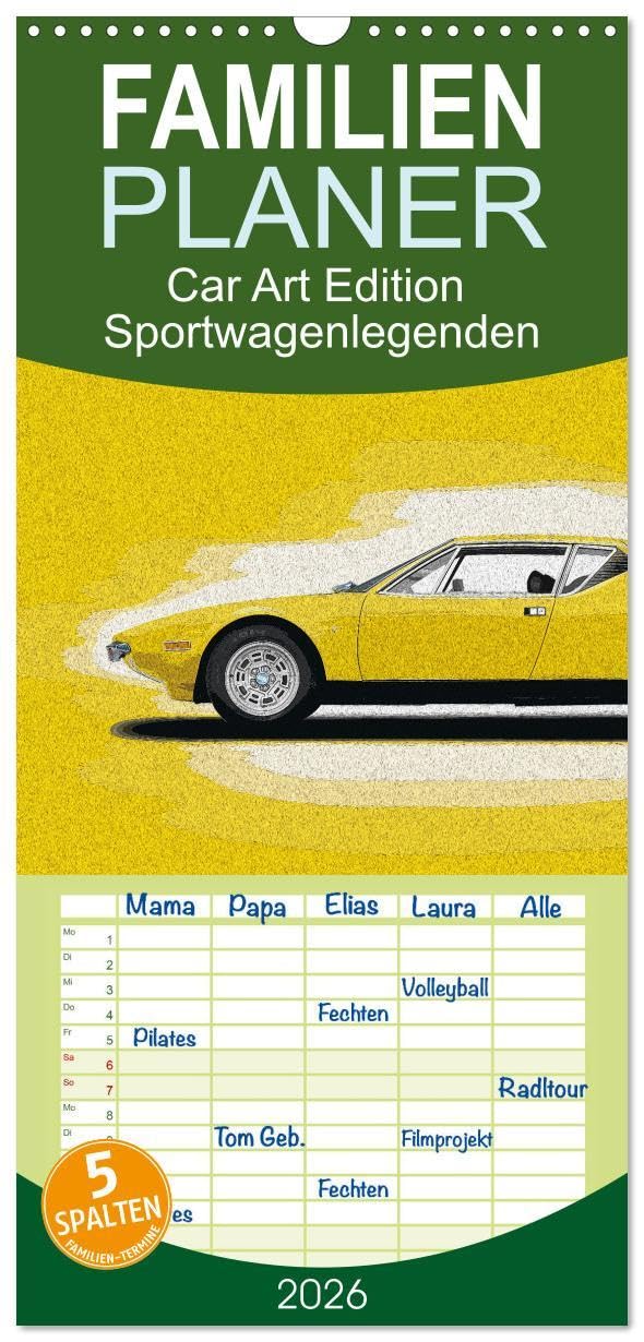 Familienplaner 2026 - Car Art Edition Sportwagenlegenden mit 5 Spalten (Wandkalender, 21 x 45 cm) CALVENDO: in Photoshop verfremdete Sportwagen der 70er und 80er Jahre (CALVENDO Mobilitaet) Computer Science