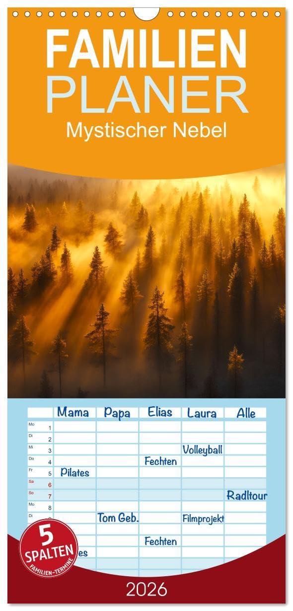 Familienplaner 2026 - Mystischer Nebel mit 5 Spalten (Wandkalender, 21 x 45 cm) CALVENDO: Lassen Sie sich von der Poesie der Natur verzaubern. (CALVENDO Natur) Contemporary literature Books