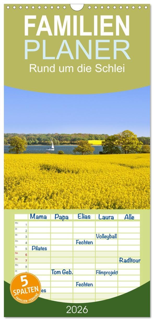 Familienplaner 2026 - Rund um die Schlei mit 5 Spalten (Wandkalender, 21 x 45 cm) CALVENDO: Eindrucksvolle Bilder der Schlei von Schleswig über Kappeln bis nach Schleimünde (CALVENDO Orte) Leisure, Home & Garden