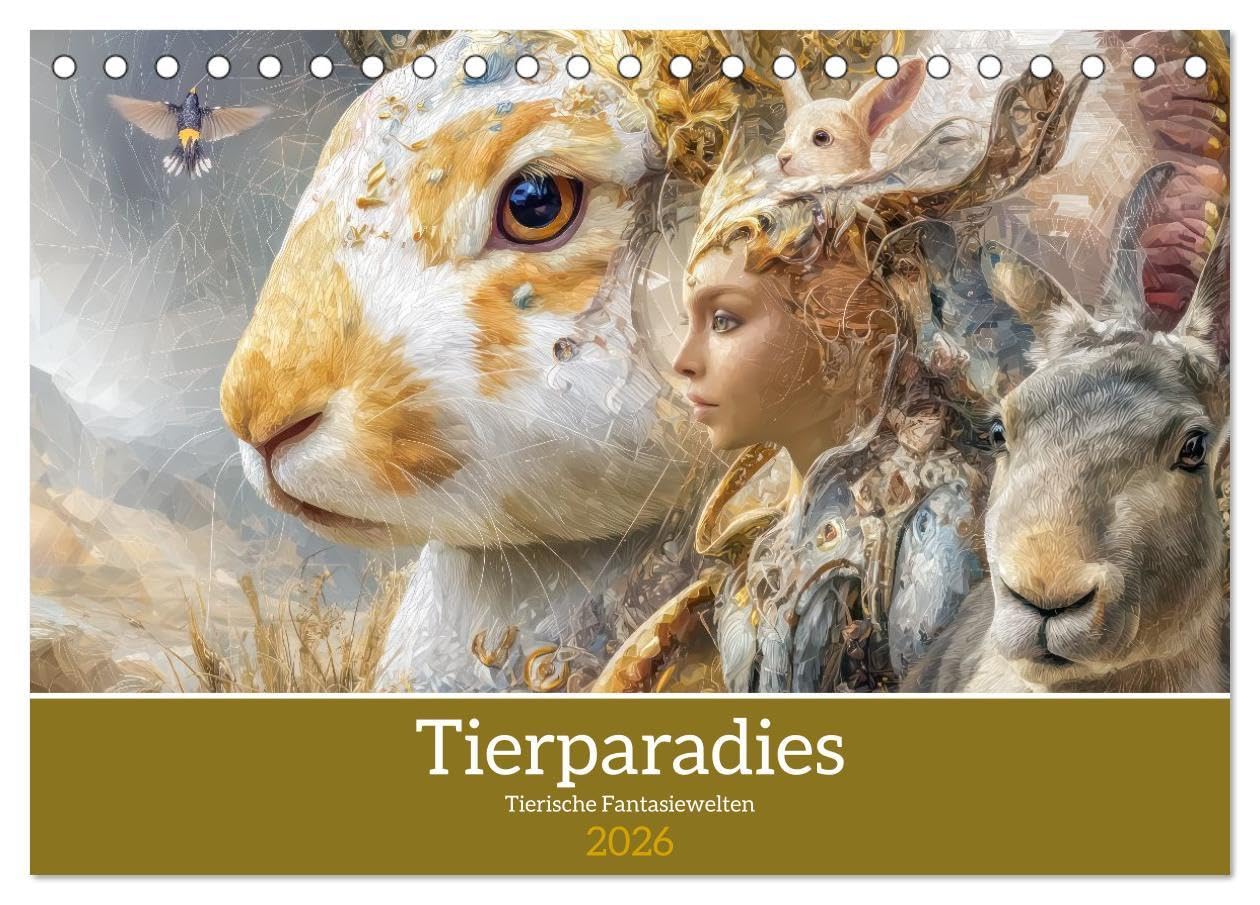 Tierparadies - Tierische Fantasiewelten (Tischkalender 2026 DIN A5 quer), CALVENDO Monatskalender: Tierwelt mit erstaunlichen Tieren bevölkert (CALVENDO Kunst) Film, Art & Culture
