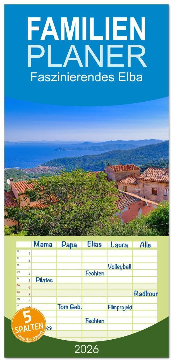 Familienplaner 2026 - Faszinierendes Elba mit 5 Spalten (Wandkalender, 21 x 45 cm) CALVENDO: Ein verstecktes Paradies im Herzen des Mittelmeers (CALVENDO Orte) Leisure, Home & Garden