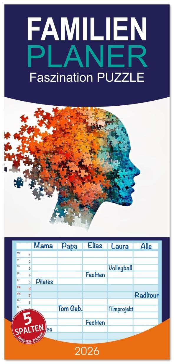 Familienplaner 2026 - Faszination PUZZLE mit 5 Spalten (Wandkalender, 21 x 45 cm) CALVENDO: Ein Jahr voller Puzzlemomente (CALVENDO Hobbys) Books