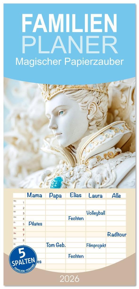 Familienplaner 2026 - Magischer Papierzauber mit 5 Spalten (Wandkalender, 21 x 45 cm) CALVENDO: Wenn Geschichten lebendig werden (CALVENDO Hobbys) Leisure, Home & Garden