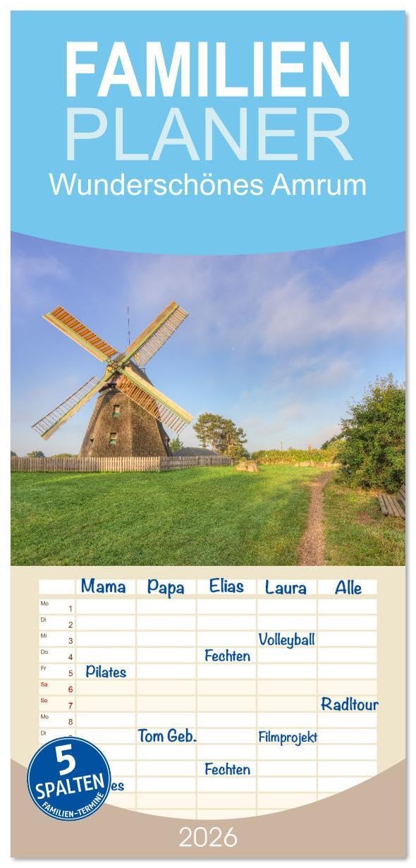Familienplaner 2026 - Wunderschönes Amrum mit 5 Spalten (Wandkalender, 21 x 45 cm) CALVENDO: Lassen Sie sich verzaubern von der einzigartigen Schönheit Amrums (CALVENDO Natur) Film, Art & Culture