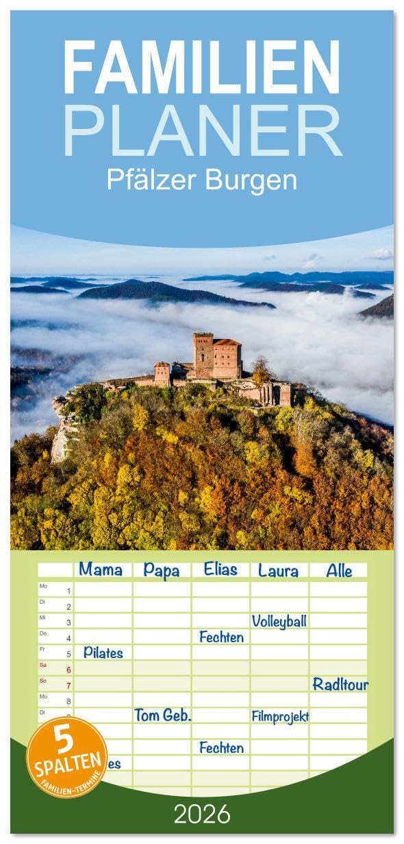 Familienplaner 2026 - Pfälzer Burgen mit 5 Spalten (Wandkalender, 21 x 45 cm) CALVENDO: So haben Sie diese noch nicht gesehen (CALVENDO Natur) Leisure, Home & Garden