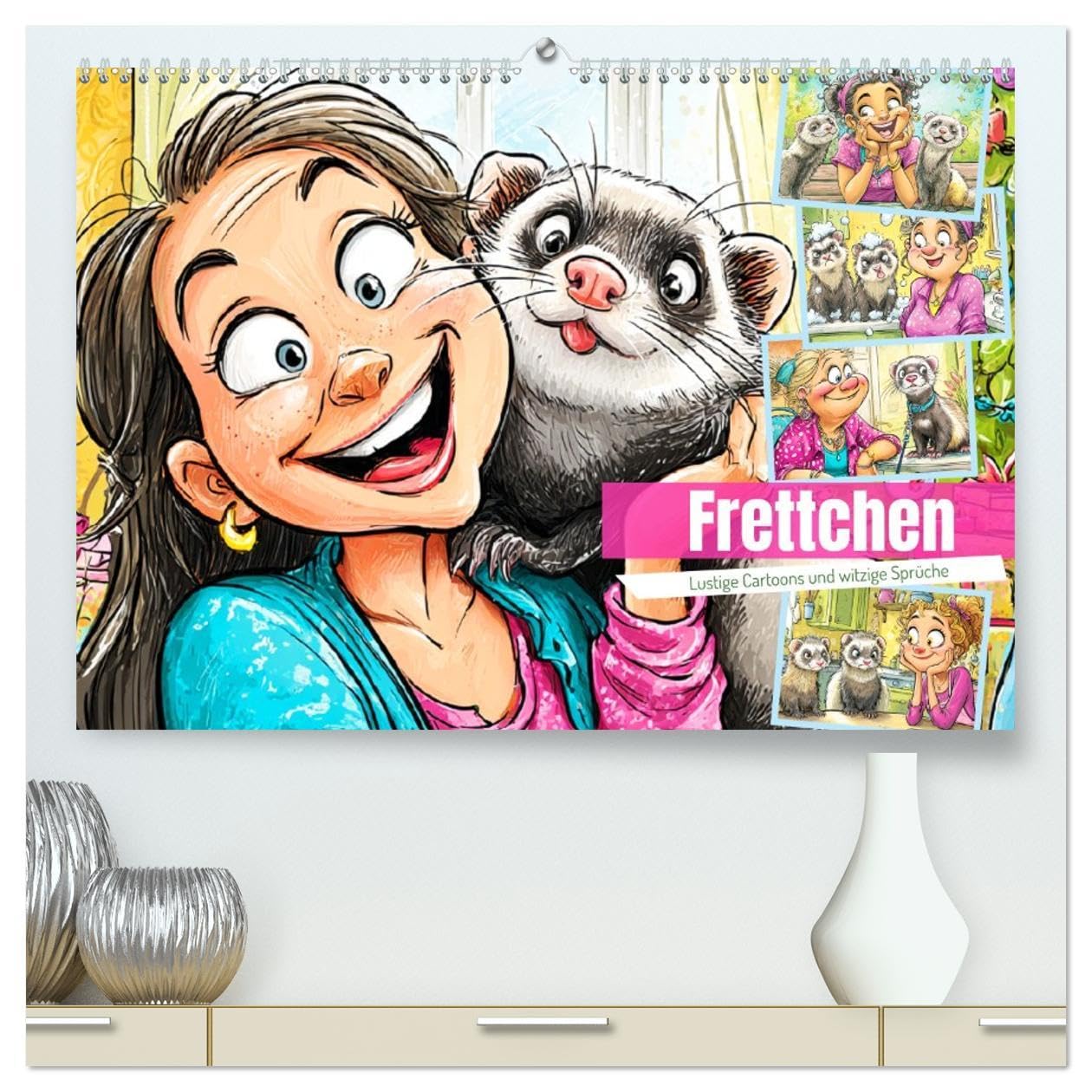 Frettchen. Lustige Cartoons und witzige Sprüche (hochwertiger Premium Wandkalender 2026 DIN A2 quer), Kunstdruck in Hochglanz: Lustige Cartoons über ... flauschig, fantastisch! (CALVENDO Tiere) Film, Art & Culture