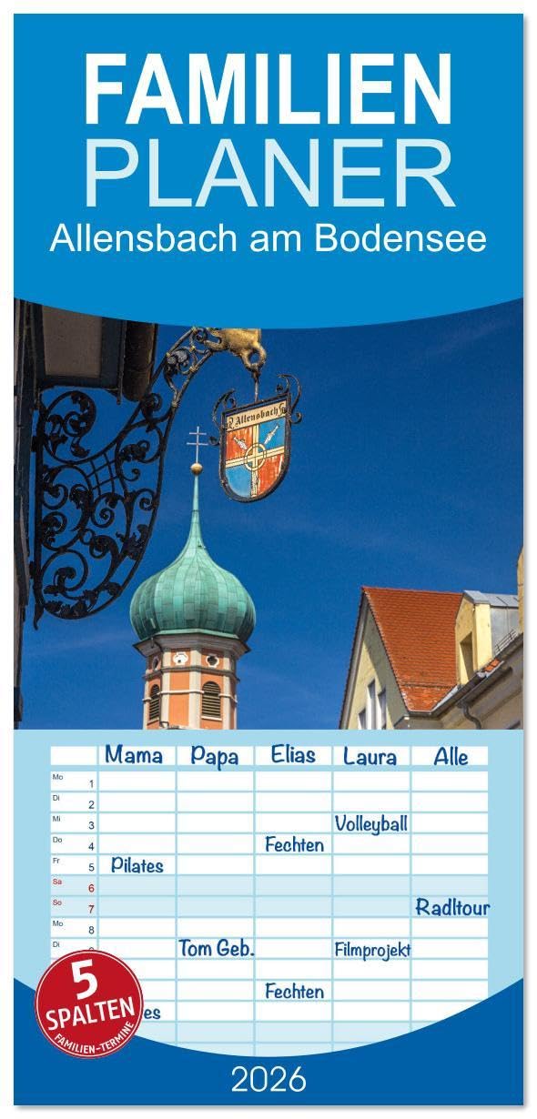 Familienplaner 2026 - Allensbach am Bodensee mit 5 Spalten (Wandkalender, 21 x 45 cm) CALVENDO: Allensbach - Kleinstadt zwischen Konstanz und Radolfzell (CALVENDO Orte) Leisure, Home & Garden