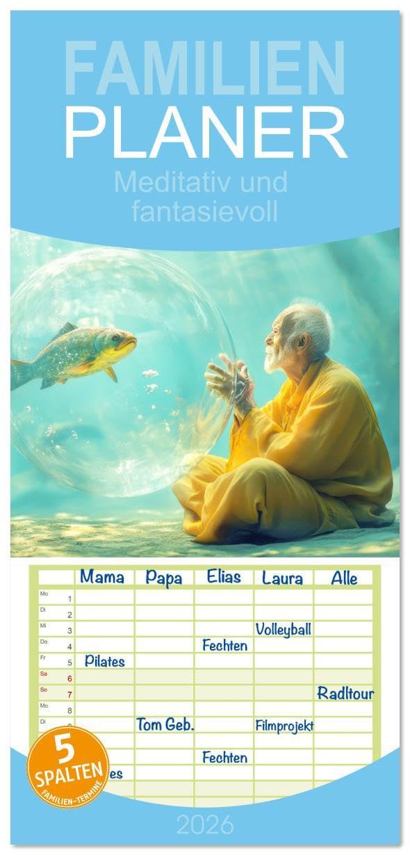 Familienplaner 2026 - Meditativ und fantasievoll mit 5 Spalten (Wandkalender, 21 x 45 cm) CALVENDO: Traum und Meditation (CALVENDO Kunst) Leisure, Home & Garden
