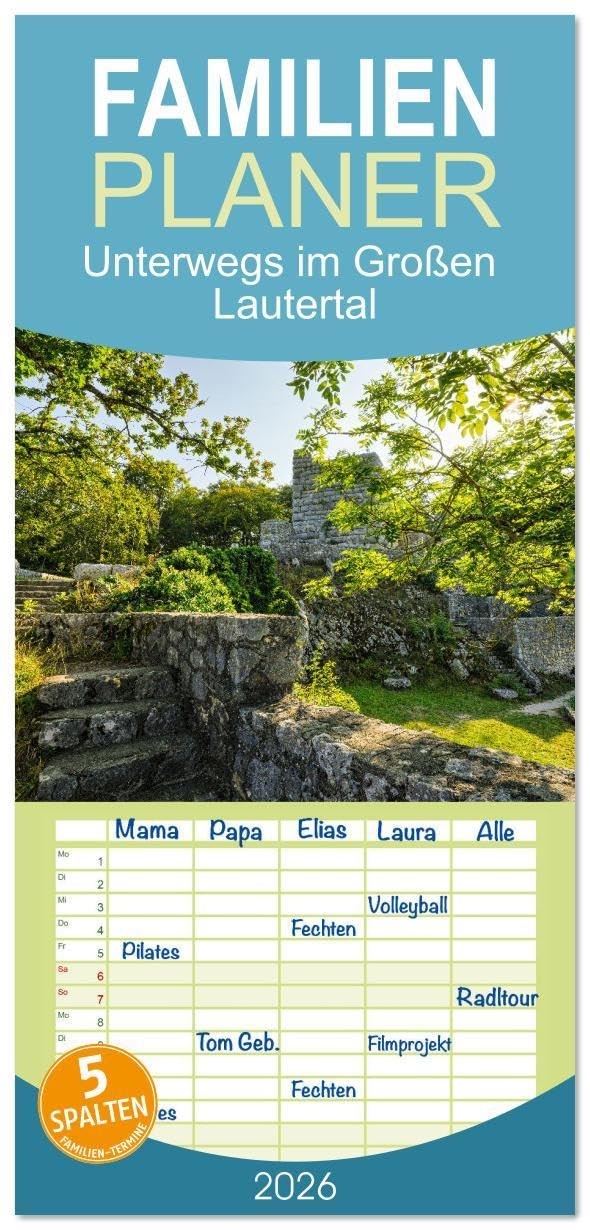 Familienplaner 2026 - Unterwegs im Großen Lautertal mit 5 Spalten (Wandkalender, 21 x 45 cm) CALVENDO: Das Lautertal ist ein besonderer Ort.. (CALVENDO Natur) Social Sciences