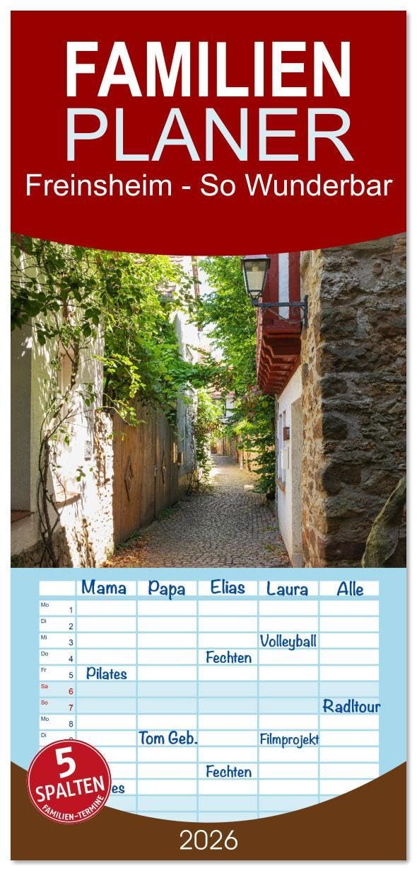Familienplaner 2026 - Freinsheim - So Wunderbar mit 5 Spalten (Wandkalender, 21 x 45 cm) CALVENDO: Romantisch. Malerisch. Einzigartig. (CALVENDO Orte) Photography