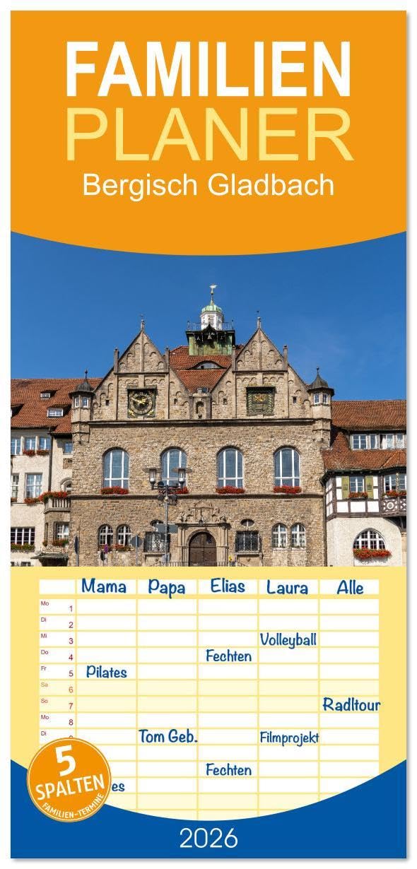Familienplaner 2026 - Bergisch Gladbach mit 5 Spalten (Wandkalender, 21 x 45 cm) CALVENDO: Bergisch Gladbach begeistert mit seinen Sehenswürdigkeiten und einer malerischen Natur (CALVENDO Orte) Film, Art & Culture