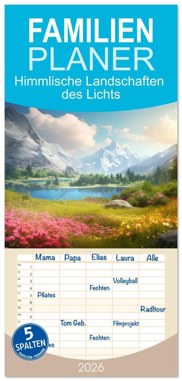 Familienplaner 2026 - Himmlische Landschaften des Lichts mit 5 Spalten (Wandkalender, 21 x 45 cm) CALVENDO: Jeden Monat traumhafte Landschaften der Imagination (CALVENDO Natur) Film, Art & Culture
