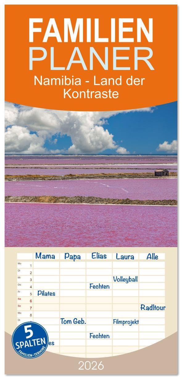 Familienplaner 2026 - Namibia - Land der Kontraste mit 5 Spalten (Wandkalender, 21 x 45 cm) CALVENDO: Die Magie Namibias hautnah (CALVENDO Natur) Leisure, Home & Garden